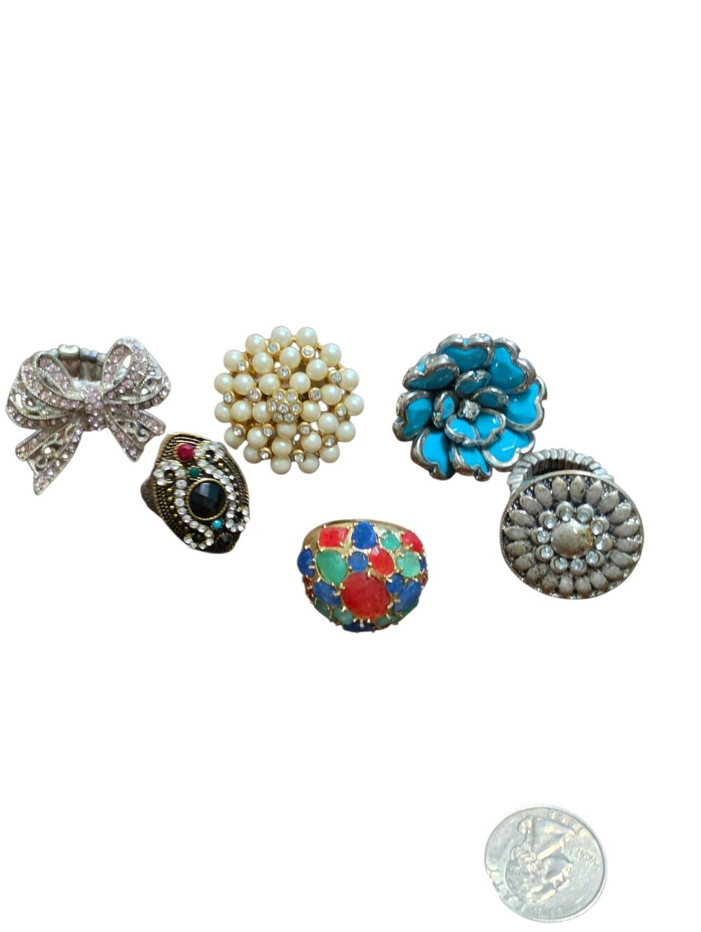 Lot Of 6 Chunky Costume Rings